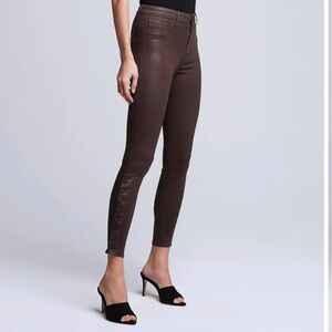 L’Agence Piper Espresso Coated Skinny Pants